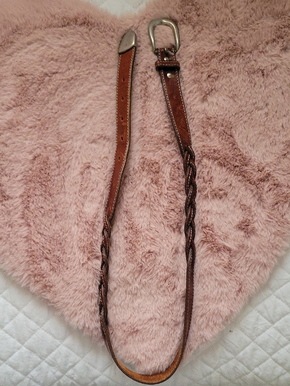 Brown Braided Leather Women's Belt - Classic Casual Style